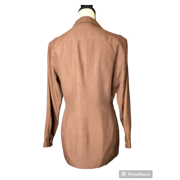 Ann Taylor Women's Button-up Jacket Size 2 Brown Raw Silk Long Sleeve w/Pockets - Picture 3 of 6